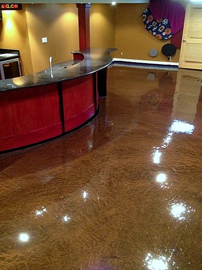 Metallic epoxy floor in a restaurant bar