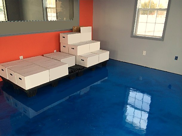 Glossy poured epoxy surface