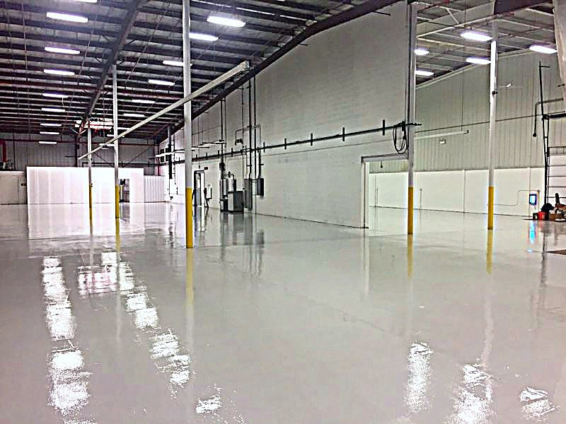 Warehouse aisle with a urethane topcoat