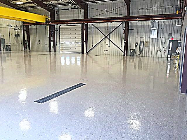 Industrial bay with a coated floor
