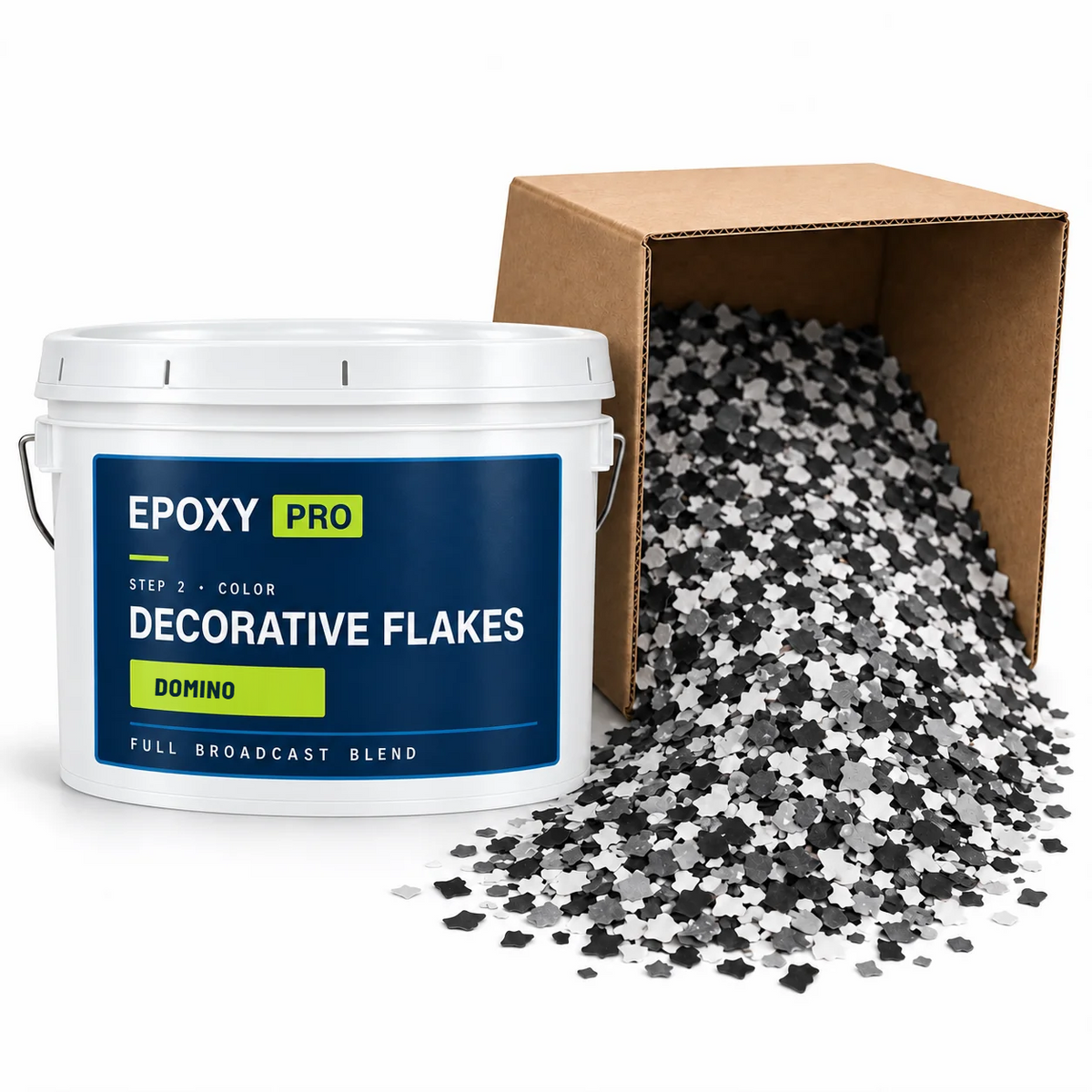 Decorative vinyl flake, Domino color
