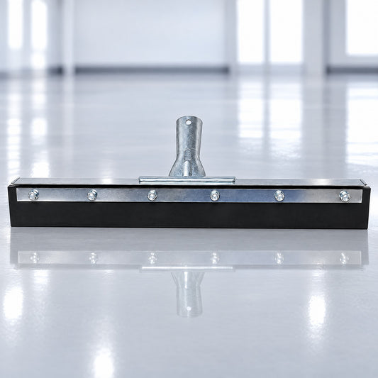 18 inch flat floor squeegee with steel back and black rubber blade