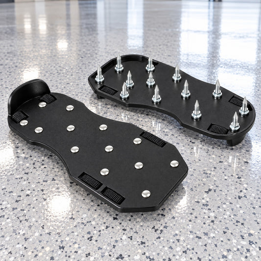 Application spiked shoes, black strap-on sole plates with steel spikes