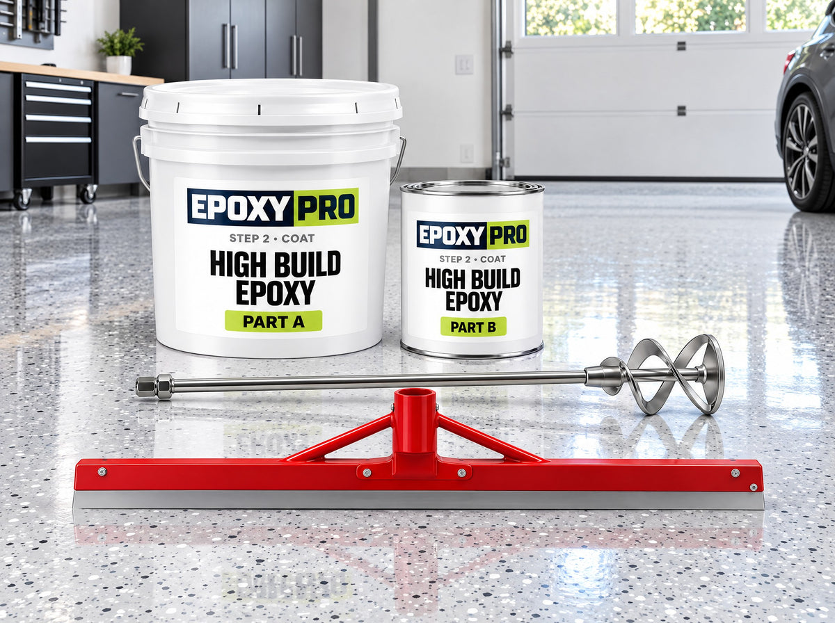 Garage Starter System kit: high build epoxy, mix wand and squeegee