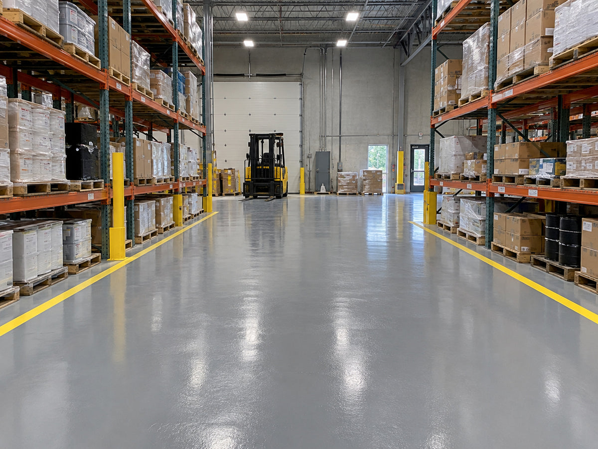 Commercial floor with solid color finish